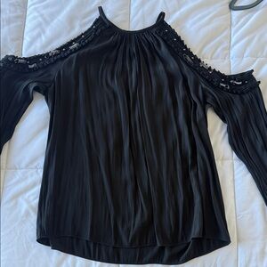 Ramy Brook Black Embellished Cold Shoulder Blouse